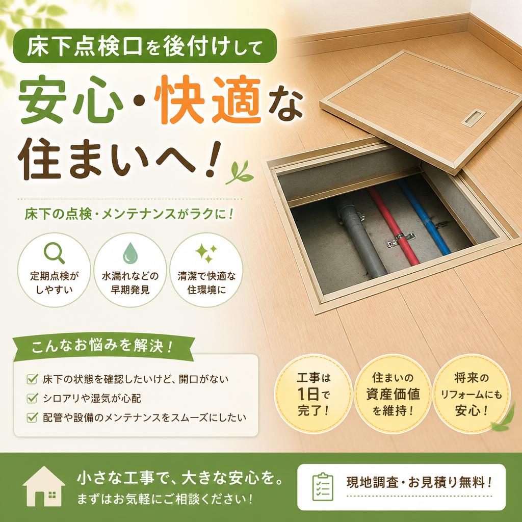 床下点検口を後付けして安心・快適な住まいへ！