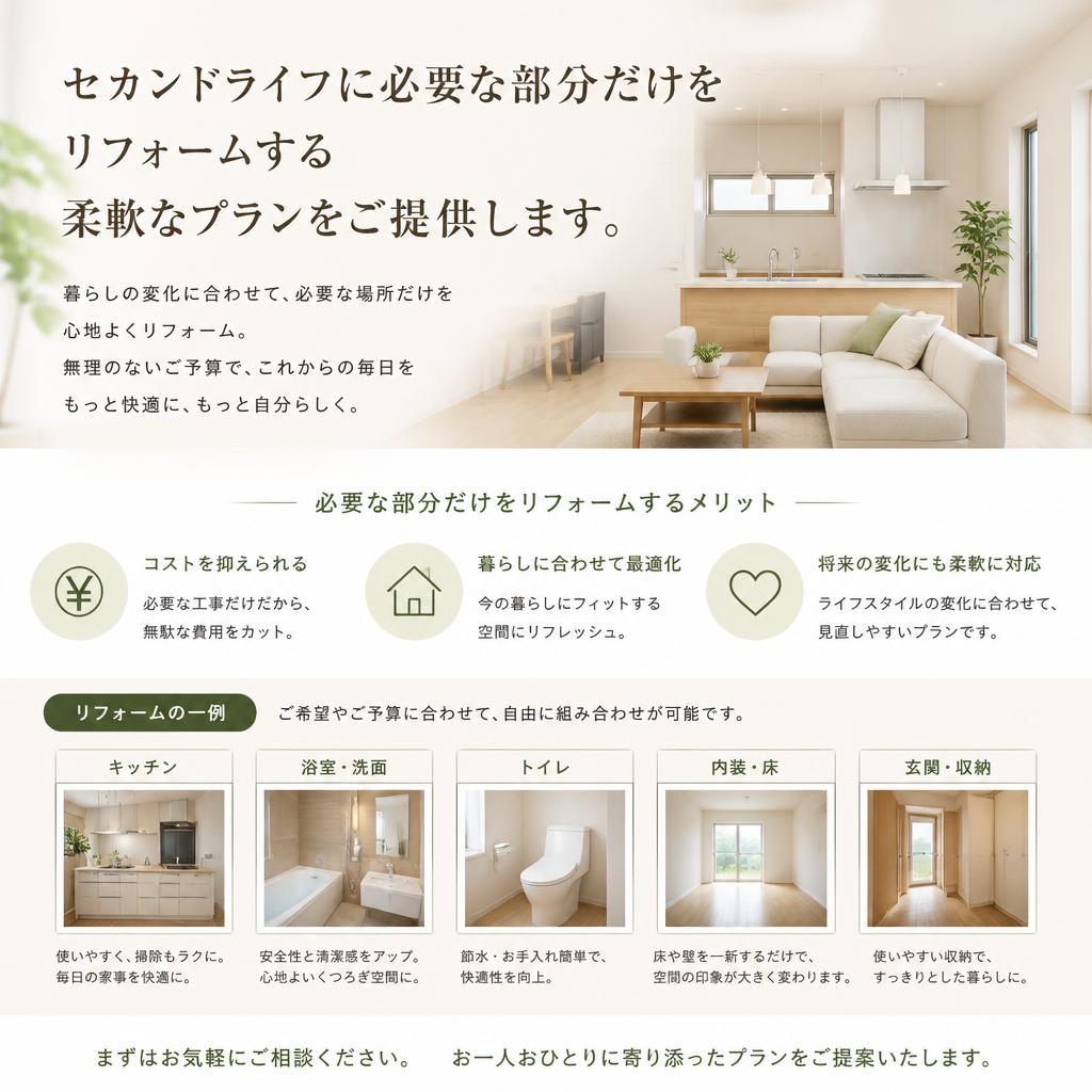 小規模なリフォームから全面改装まで