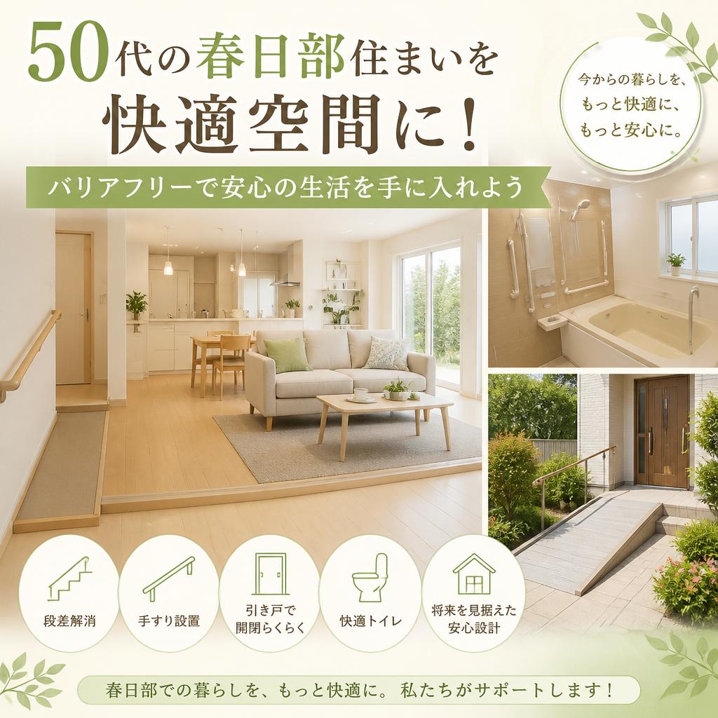 50代の春日部住まいを快適空間に！バリアフリーで安心の生活を手に入れよう